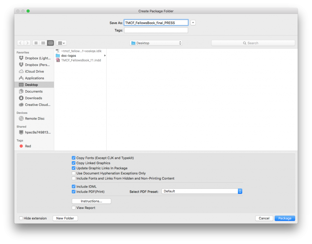InDesign File Packaging 