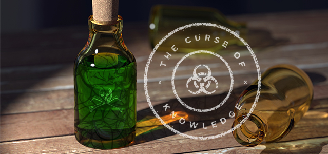 The Curse of Knowledge with bottle of green poison - Lightspeed Marketing Communications